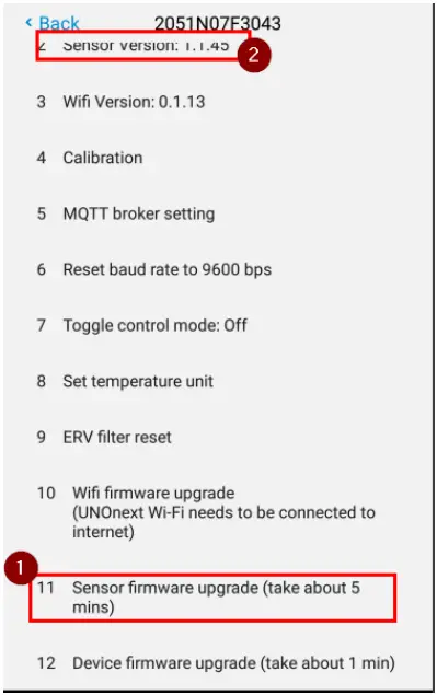 UNO IAQ App Indoor Air Quality Monitor Engineer Mode - Sensor