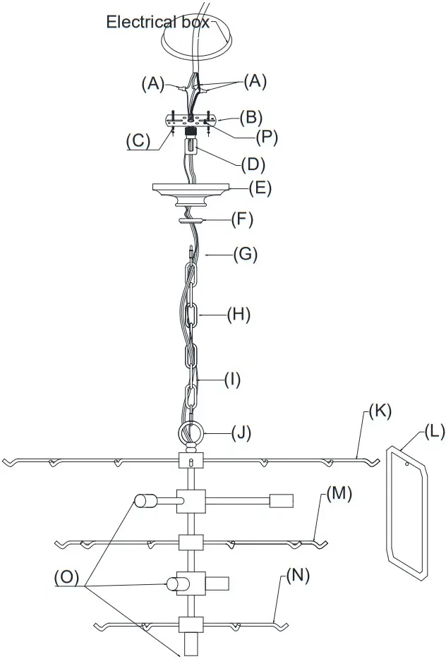 ETHAN ALLEN 09 3626 Raija Glass Chandelier