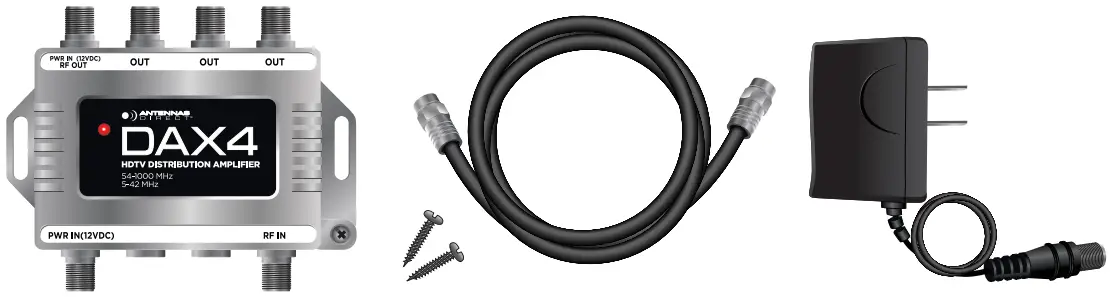 ANTENNAS DIRECT DAX4 DAX 4K 8K Ready TV Antenna Distribution Amplifier - Package Contains
