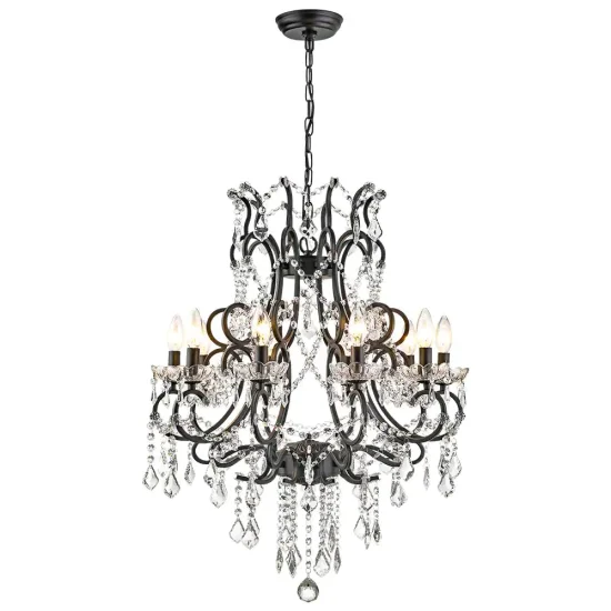 Maxax MX19040-10-P Atlanta 10-Light Black Candle Style Classic-Traditional Chandelier.webp