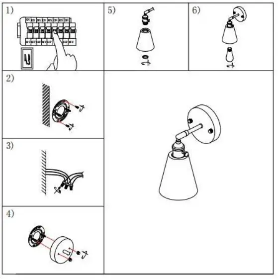 WINGBO WBWL GL10 CH Light Nickel Glass Wall Sconce