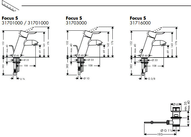 hansgrohe FOCUS S Lever Sink Faucet-FIG14