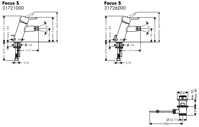 hansgrohe FOCUS S Lever Sink Faucet-FIG16
