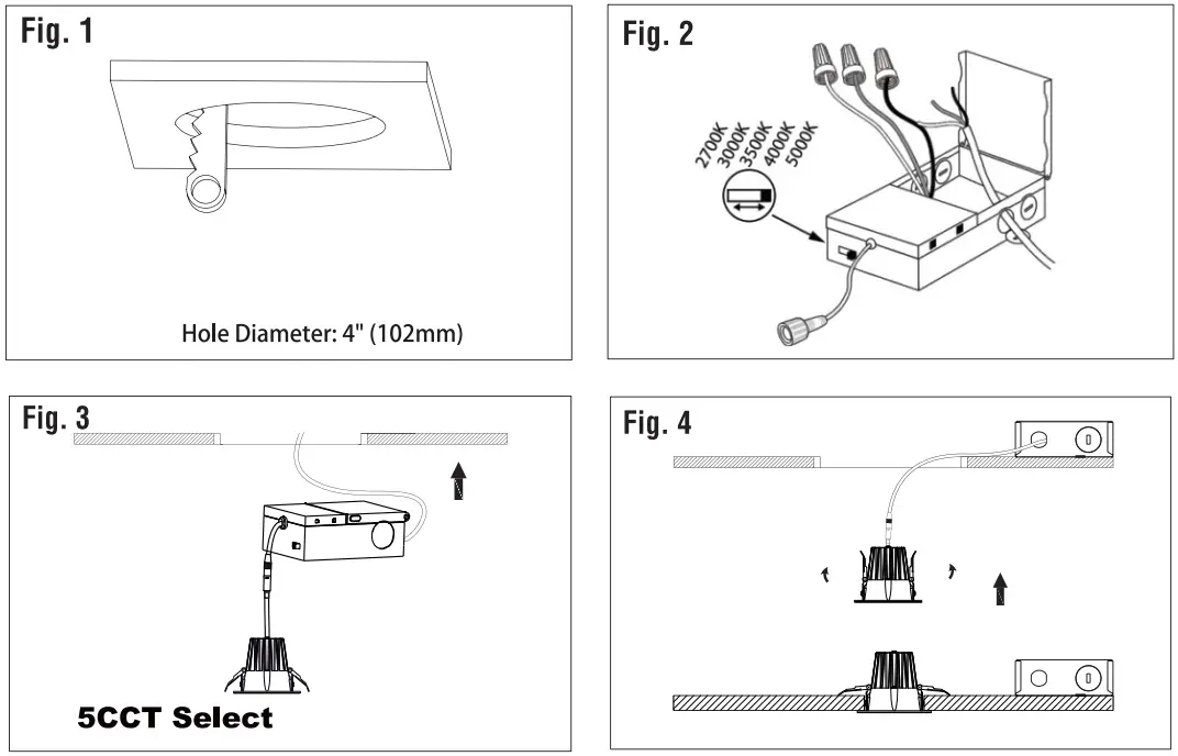 Maxxima 4 Inch 5CCT Select LED Slim Downlight - fig