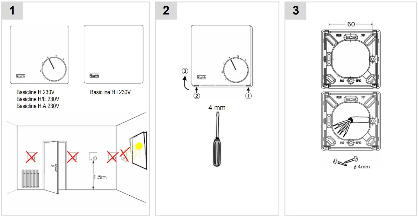 Roth Basicline H 230V Room Thermostat - Fig 1