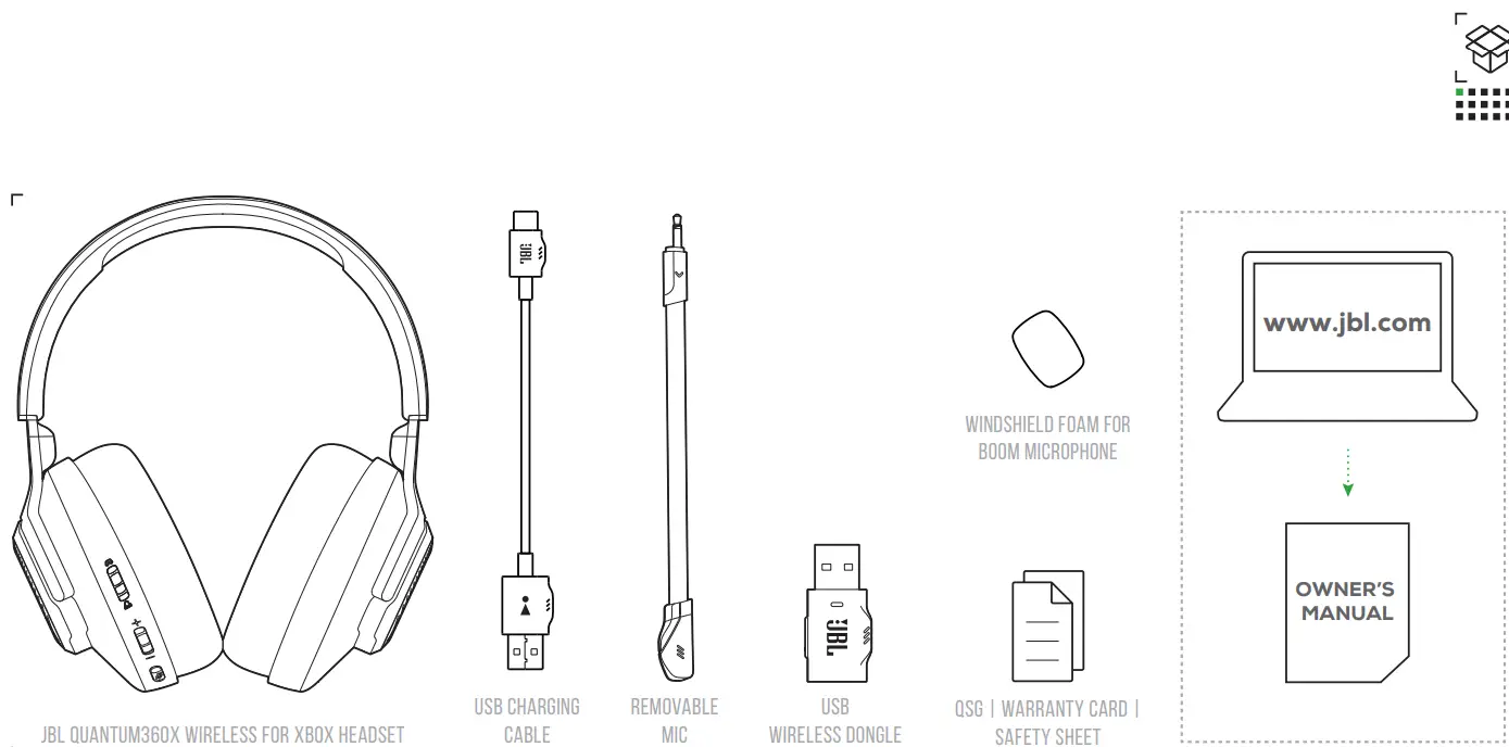 JBL Quantum 360X Wireless Over Ear Console Gaming Headset for Xbox - BOX
