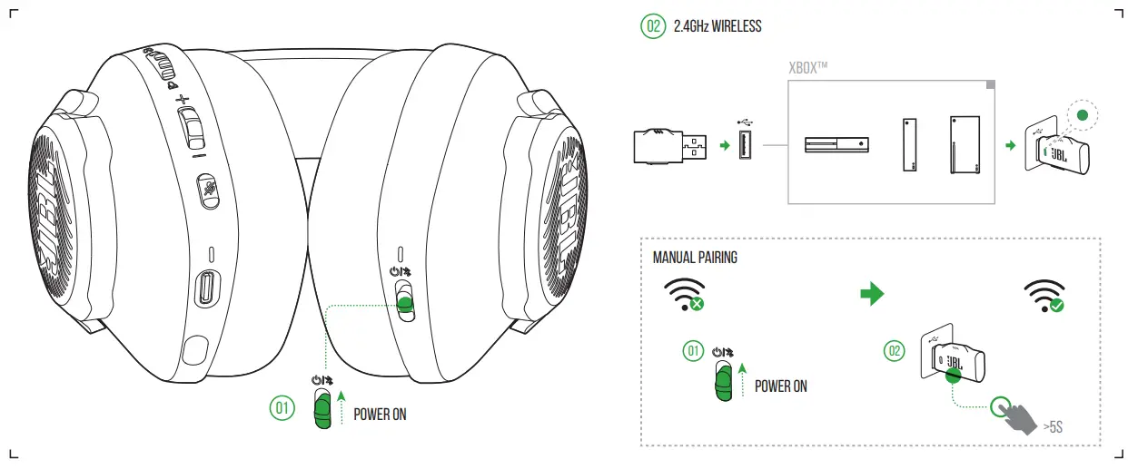 JBL Quantum 360X Wireless Over Ear Console Gaming Headset for Xbox - CONNECT