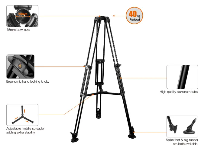 E-IMAGE GA751 75mm Video Tripod