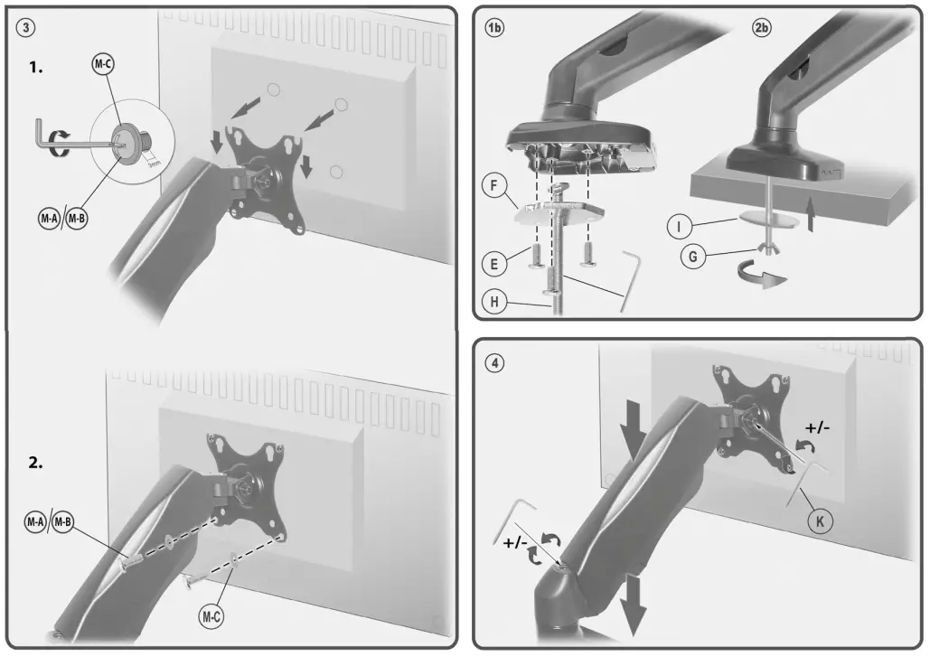 myWall HL 16 L Full Motion Desk Bracket Flay Screens - fig 2