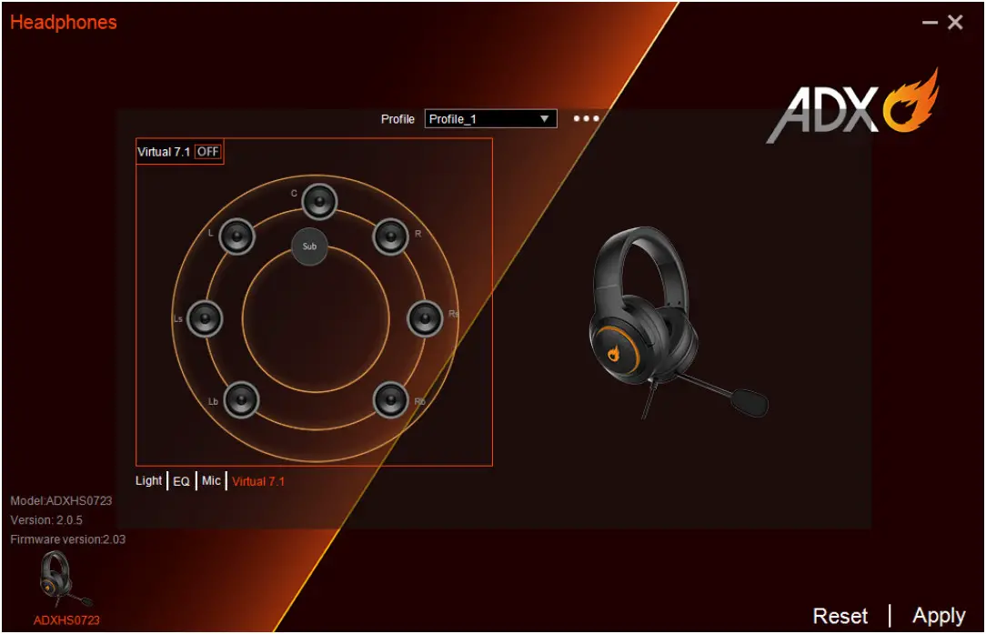ADXHS0723 71 RGB Gaming Headset - Surround Sound