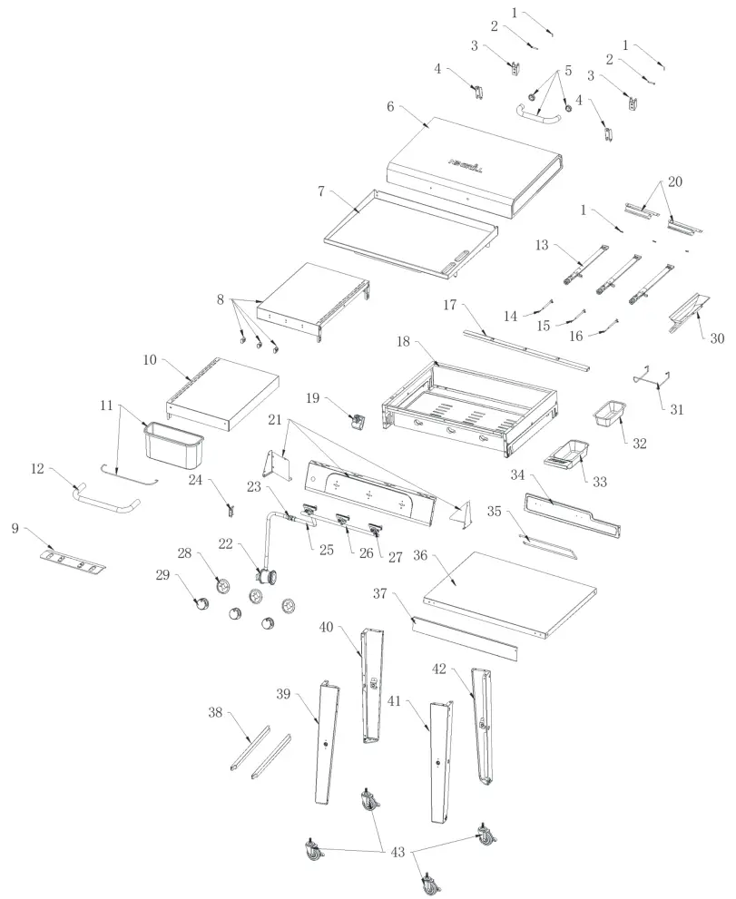 NEXGRILL 720-1057A Outdoor 3 Burner Griddle - diagram