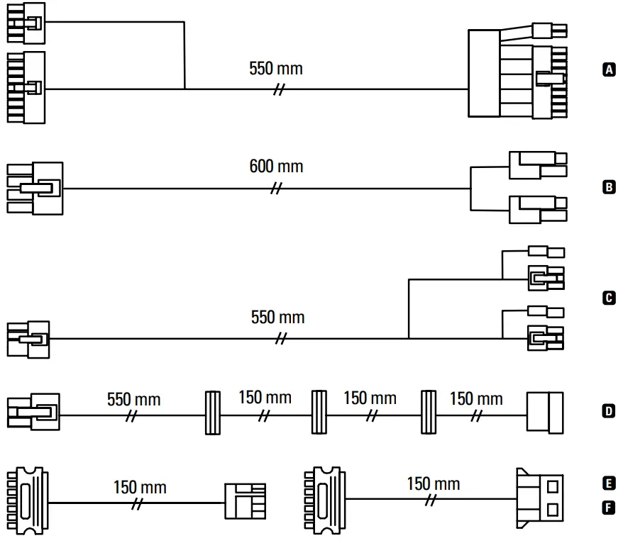 Sharkoon SilentStorm Cool Zero 650w Gold Power Supply - Diagram