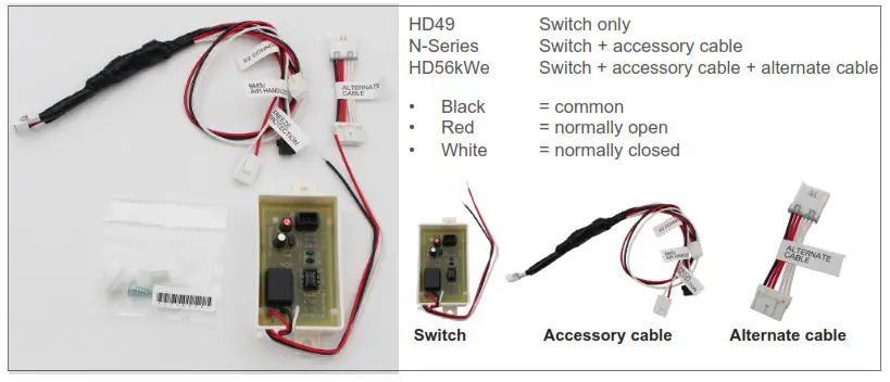 Rinnai HD49 Commercial Error Indication Switch - Kit contents
