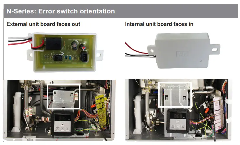 Rinnai HD49 Commercial Error Indication Switch - Kit orientation