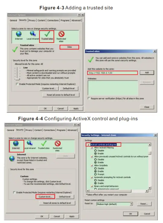 SUNELL SN-IPR80xxDQAA Active Detterence Bullet Network Camera - Adding a trusted site
