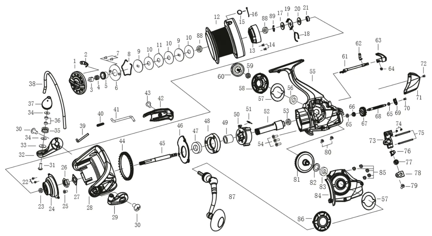 Dr Fish LS 10000 Long Shot Spinning Reel - parts