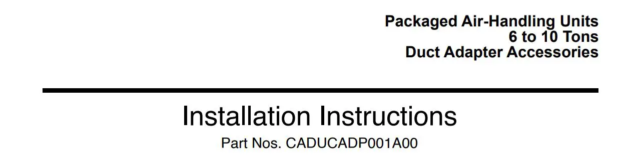 Carrier 40RF Packaged Air Handling Units Instruction Manual