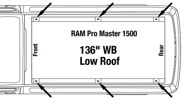 FRONT RUNNER KVRP 002T RAM Promaster 1500 136 Inch SWB Low Roof Van Rack Kit - fixtures