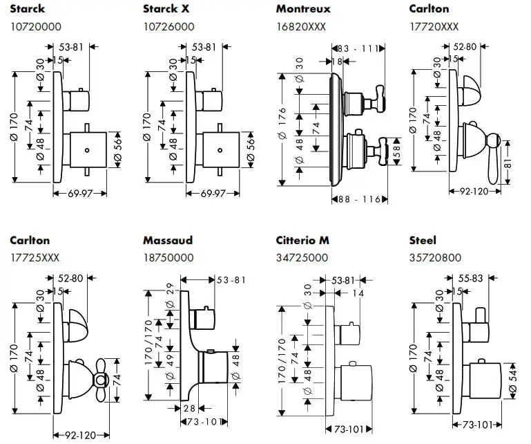 AXOR 10720000 Starck Shower Mixers - Montreux 12