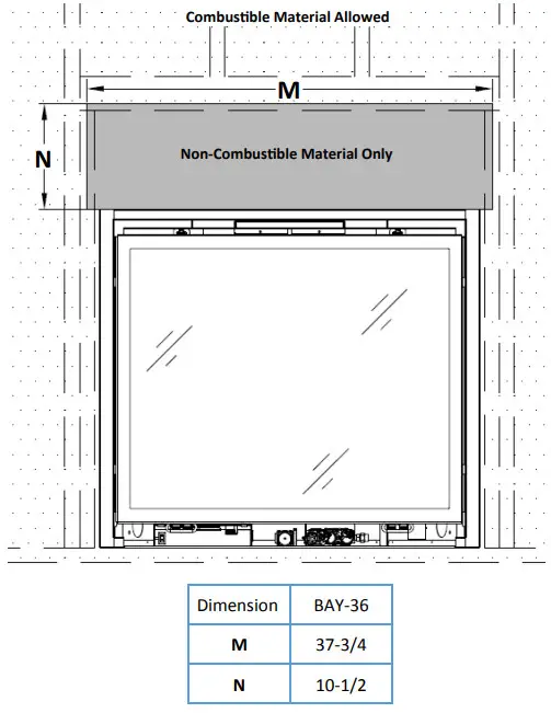 KOZY HEAT Bayport 36 Direct Vent Fireplace - CombusƟble Material Allowed