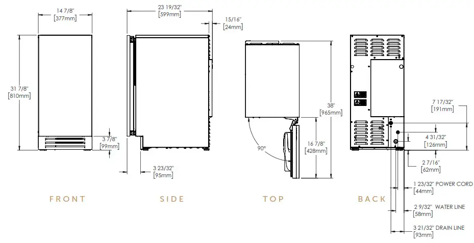 true RESIDENTIAL TUIADA 15 RS A O 15 Inch Overlay Panel Door Clear Ice Machine - ADA HEIGHT
