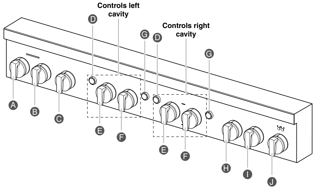 JENNAIR W11114330E PRO STYLE Dual Fuel Convection Range - Cooktop Knobs