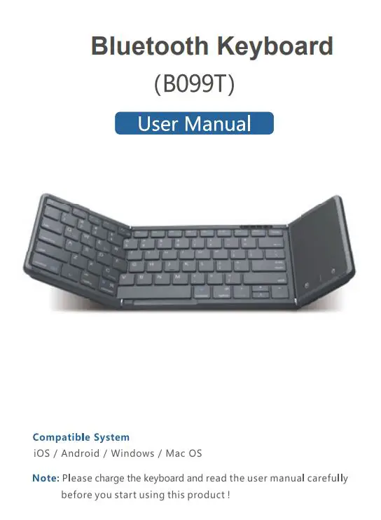 SAMSERS B099T Foldable Bluetooth Keyboard User Manual