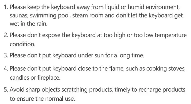 SAMSERS B099T Foldable Bluetooth Keyboard User Manual - Keyboard Maintenance