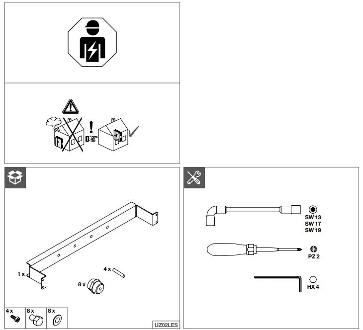 hager UZ02LES Support Rail - fig1