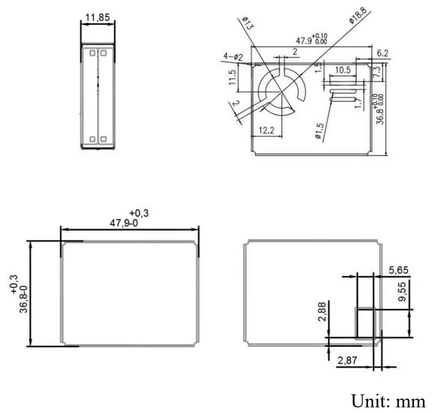 Temtop PM900M Laser Particle Sensor - Dimensions
