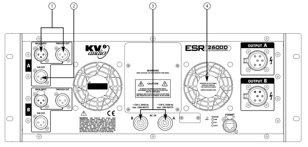 KV2 audio ESR Series Sound System - Rear Panel ESR2600D