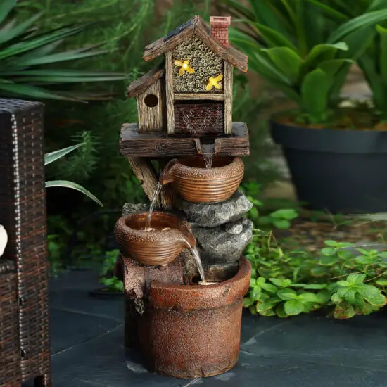 LuxenHome WHF1742 Bowls and Birdhouse Resin Outdoor Fountain with LED Lights.jpg