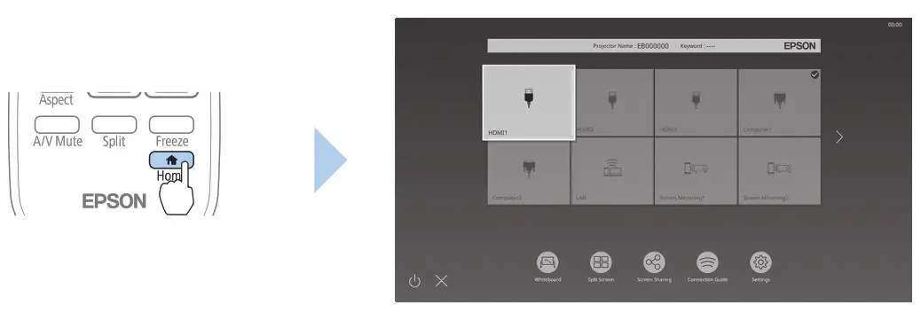 EPSON EB-755F XGA LCD Beamer - Home Screen