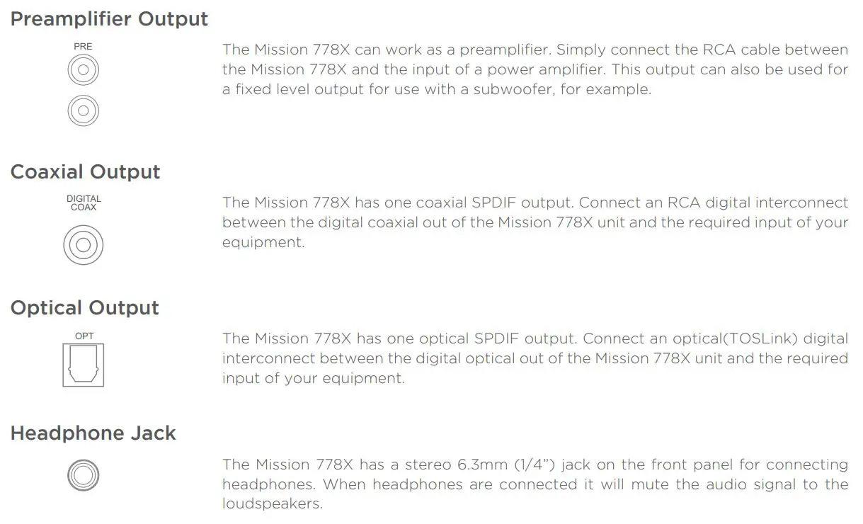 mission 778X Integrated Amplifier User Manual - Connections
