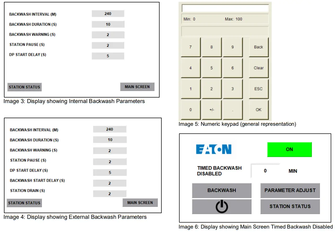 EATON DOM0000024 Controller HMI Interface - Backwash Parameters