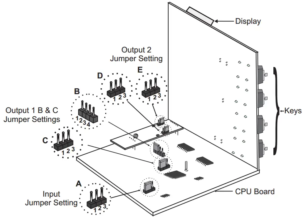epsilon 48x48 Self Tune PID Process Controller with Ramp Soak Profile1 - JUMPER SETTINGS