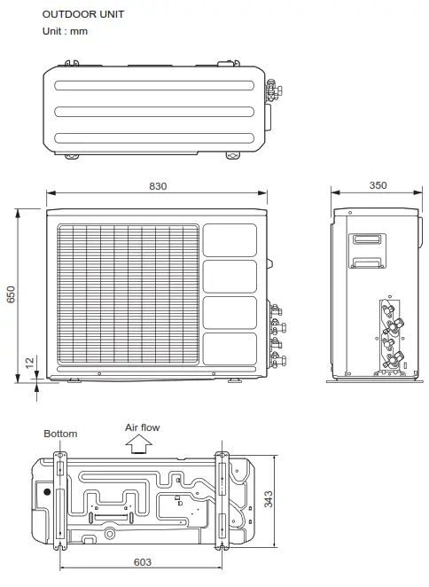 FUJITSU AUY12LBAB Inverter Multi Air Conditioner Cassette Type - DIMENSIONS 1