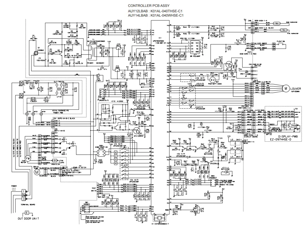 FUJITSU AUY12LBAB Inverter Multi Air Conditioner Cassette Type - INDOOR PCB CIRCUIT DIAGRAM