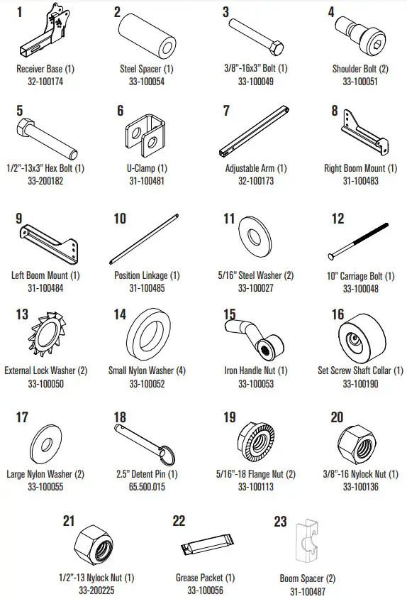 MASTER MFG UTVBR-M Adjustable Hitch Receiver Boom Mount Kit