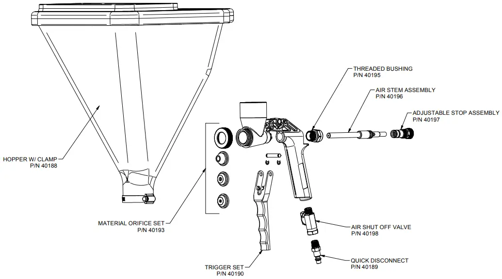 MARSHALLTOWN WS3650 WAL PRO Hopper Gun - PARTS BREAKDOWN