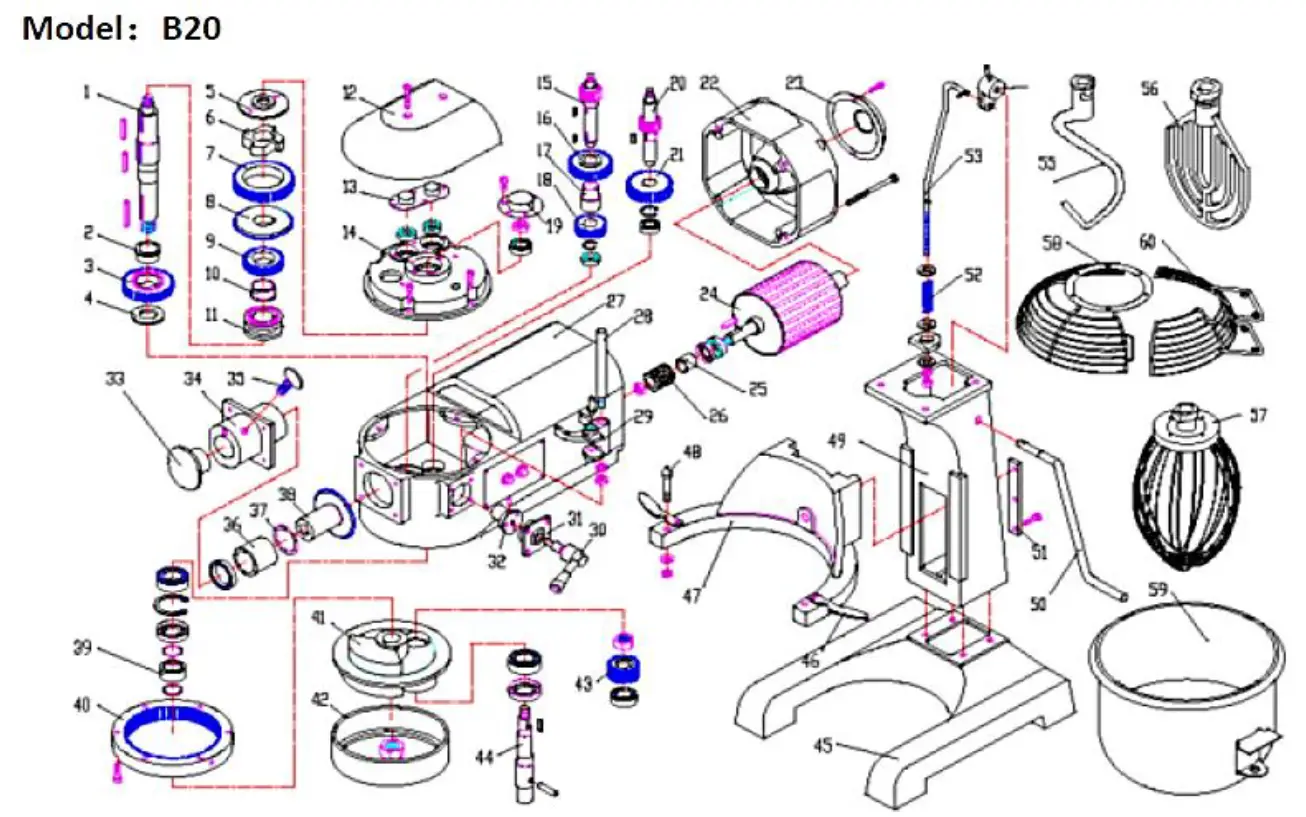 HAMOKI B60 Planetary Industrial Food Mixer 9