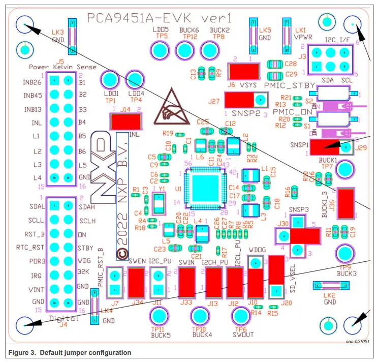 NXP Semiconductors PCA9451A-EVK Evaluation Board - Default jumper