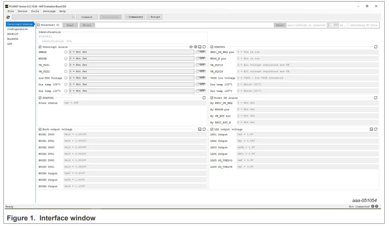 NXP Semiconductors PCA9451A-EVK Evaluation Board - Interface window