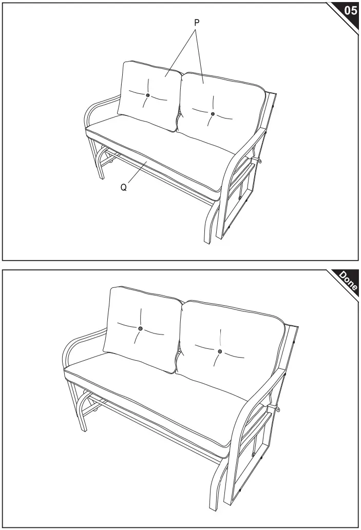 Outsunny 84A 145 2 Person Outdoor Loveseat Glider Bench Rocking Chair - Fig 3