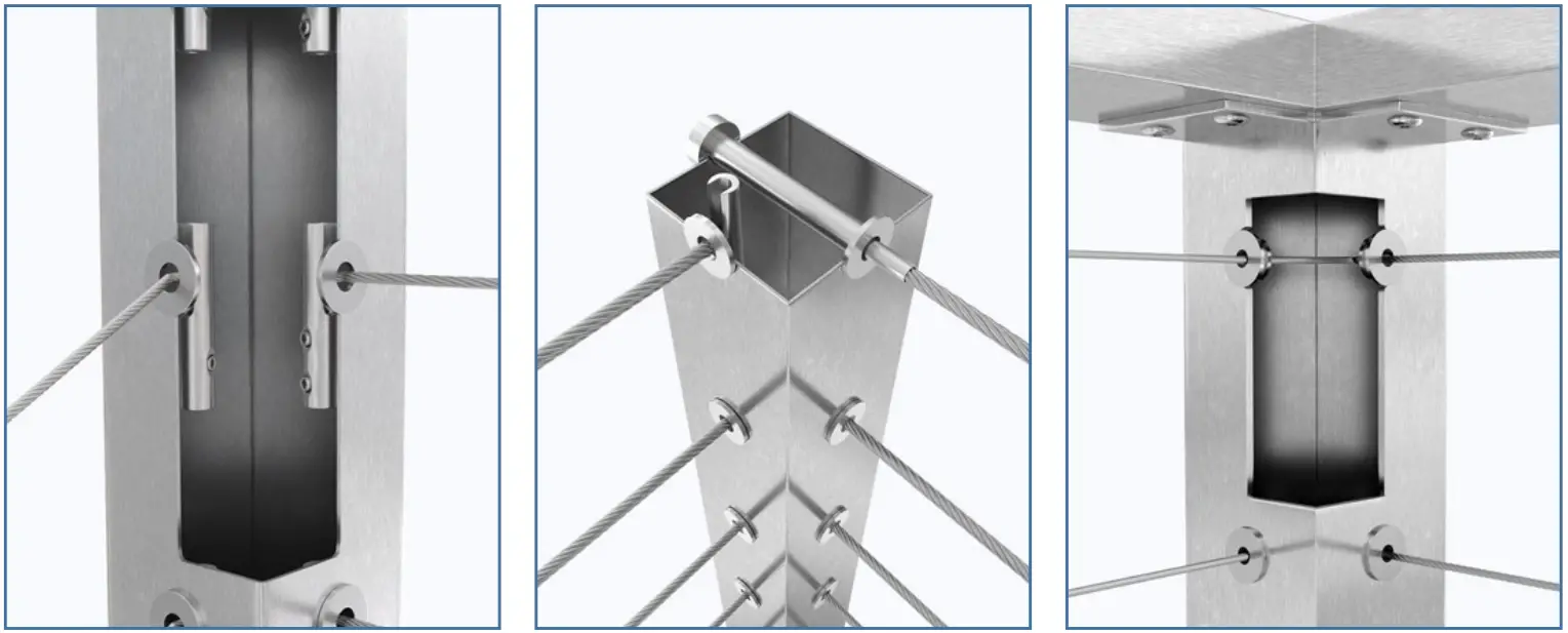 Muzata CR12 NiceView Cable Railing System - Single post