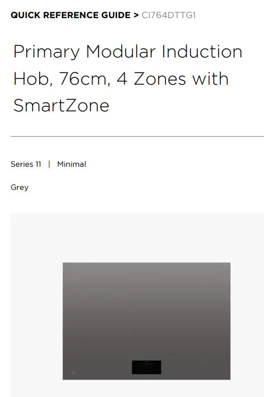 FISHER PAYKEL CI764DTTG1 Primary Modular Induction Hob User Guide