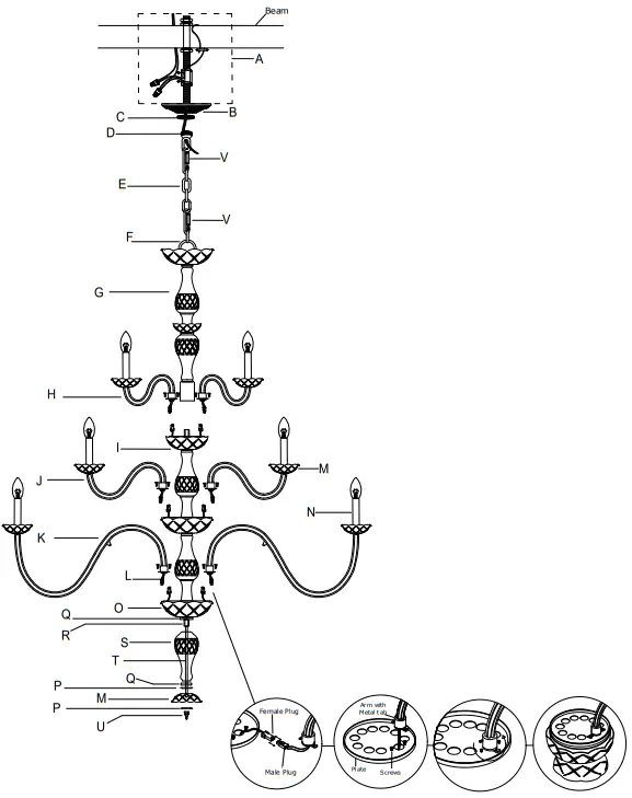 CRYSTORAMA-1157-PB-CL-MWP-37-Inch-Polished-Brass-Chandelier-Ceiling-Light-fig-5