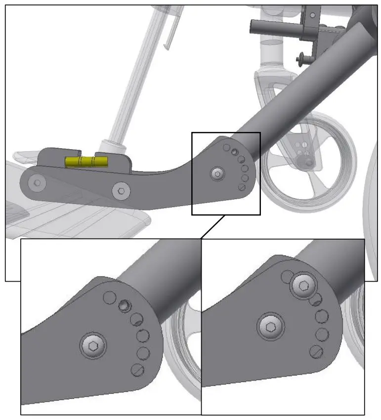 SUNRISE MEDICAL ADV5315 Adventus Adaptor Bar Instruction Manual - Reassemble the screw in the hole that is fits the best