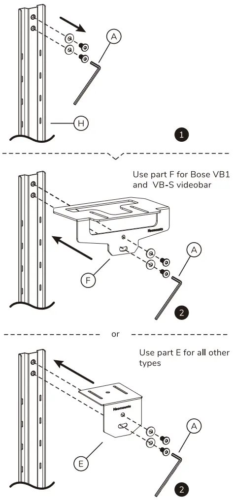Neomounts AV1 825BL Videobar and Multimedia Kit - PARTS1