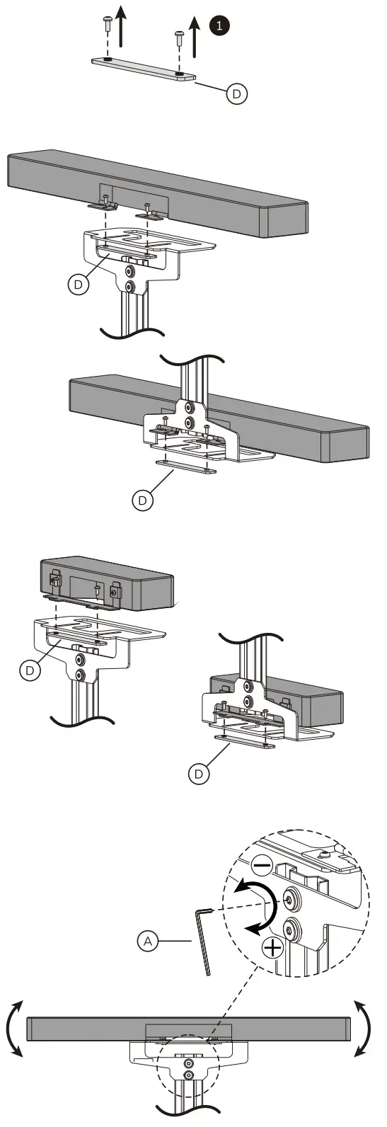 Neomounts AV1 825BL Videobar and Multimedia Kit - STEP1